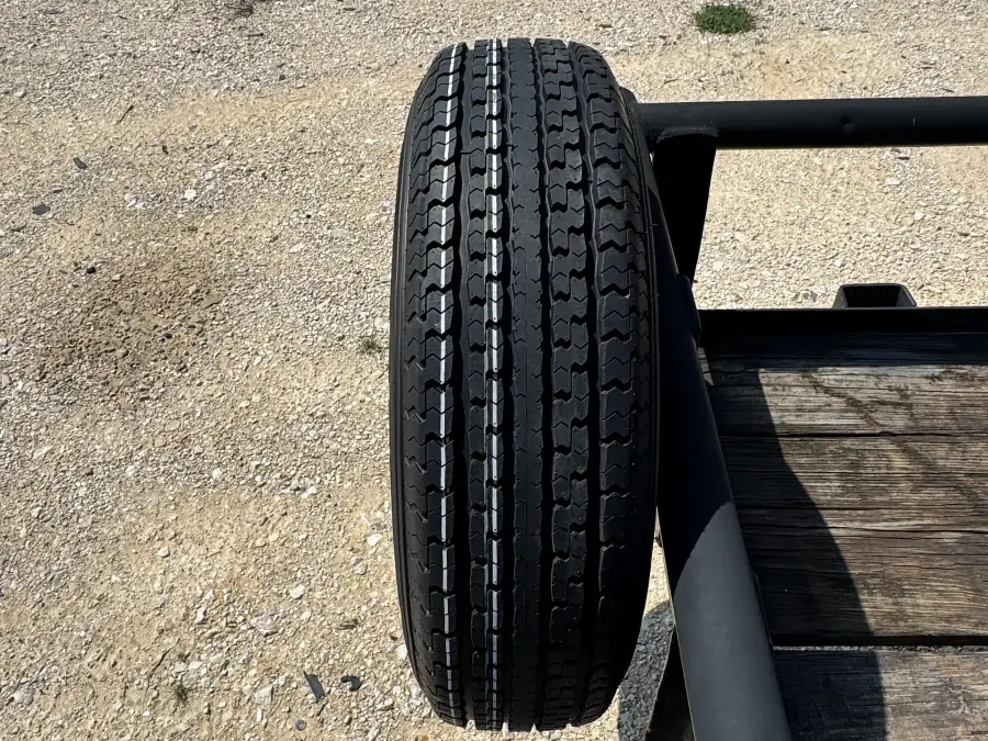 Spare tire detail mounted on the RedLine 16-foot utility trailer